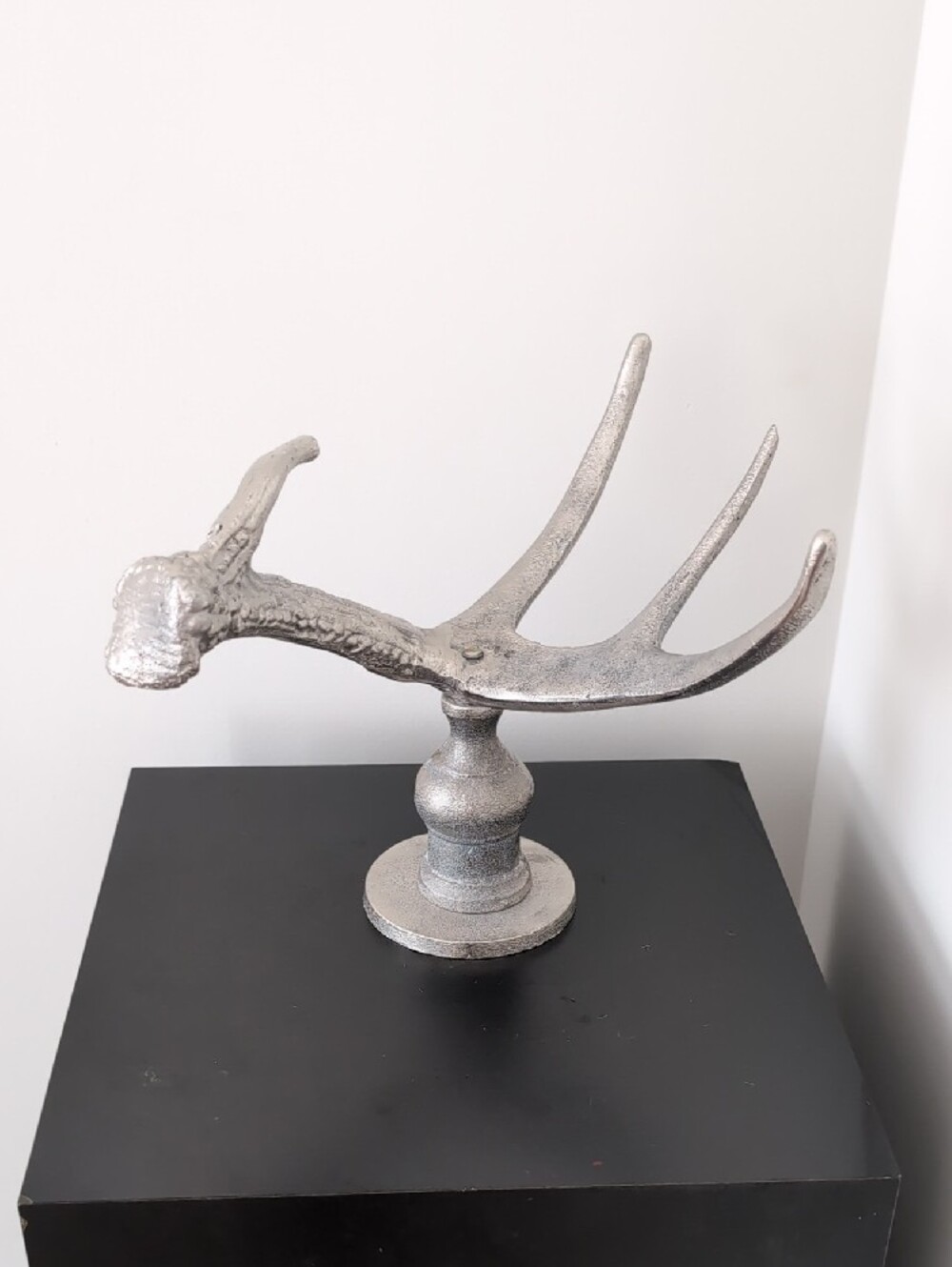 Decorative Metallic Antler Sculpture - Silver Home Art